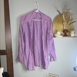 GAP Pink and Purple Striped Button-Up Blouse